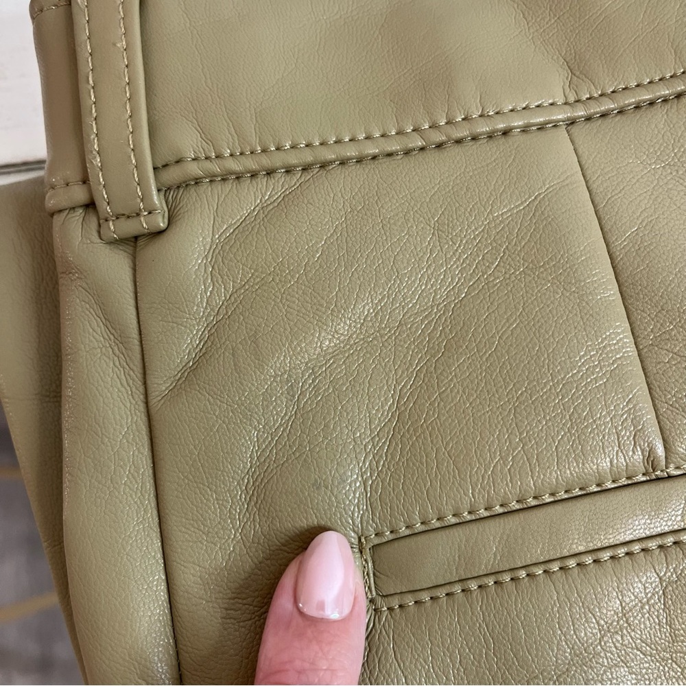 Aritzia Babaton Women's Size 4 Command Cropped Pant Mid Rise Vegan Leather Tan - Picture 12 of 12